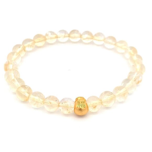 Unbranded Jewelry - 24K Gold Money Bag Lucky Charm Bracelet Gemstones Citrine